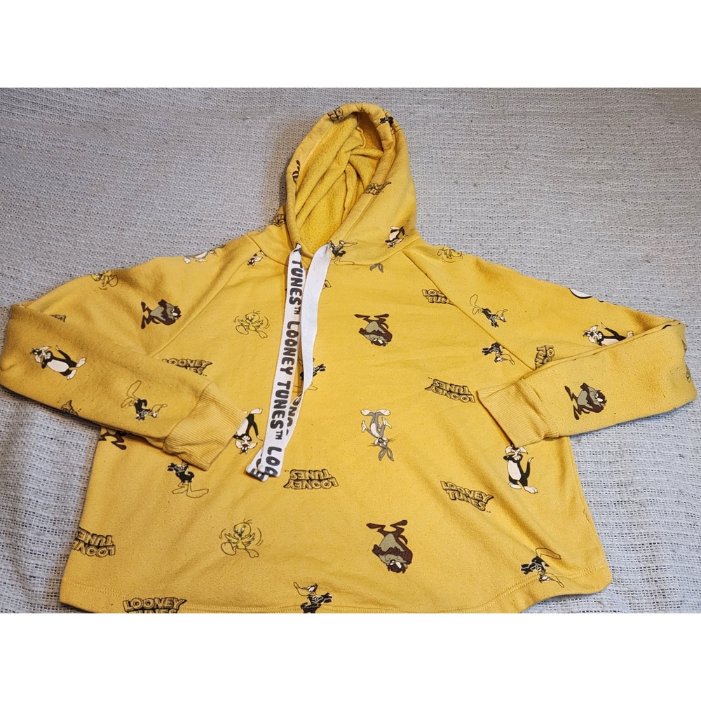 Looney Tunes All‎ Over Print Graphic Hoodie Yellow Womens Small JT2238K03